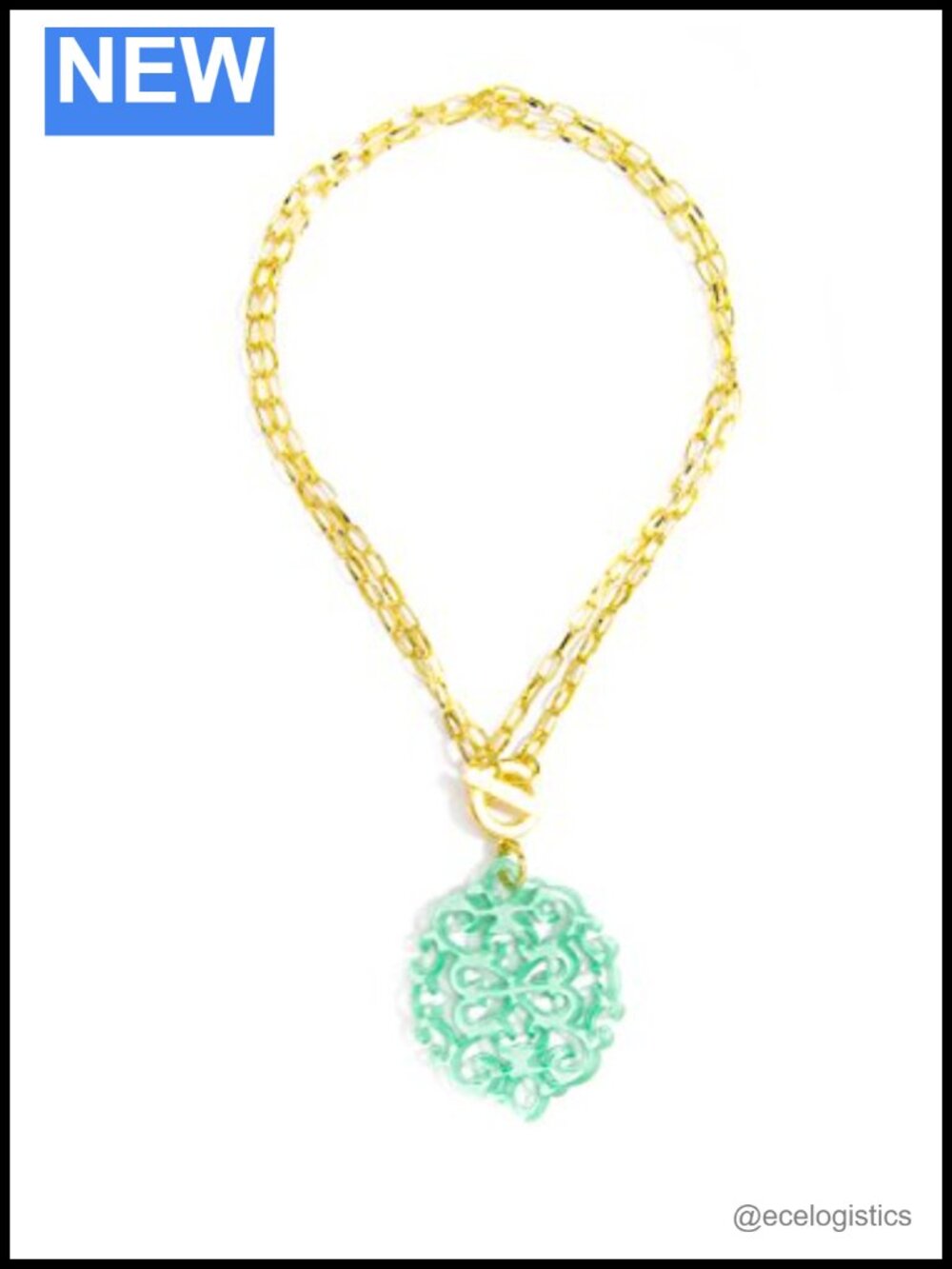 Modern Resin Pendant Necklace 18" Chain
